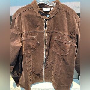 Quaker Factory brown corduroy rhinestone zipper beautiful original accent piece